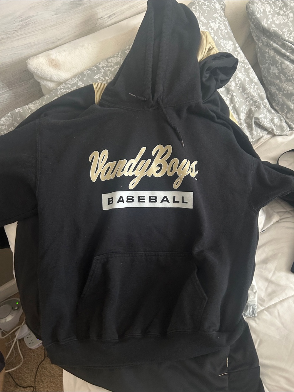 Baseball mens Black & Gold Hoodie